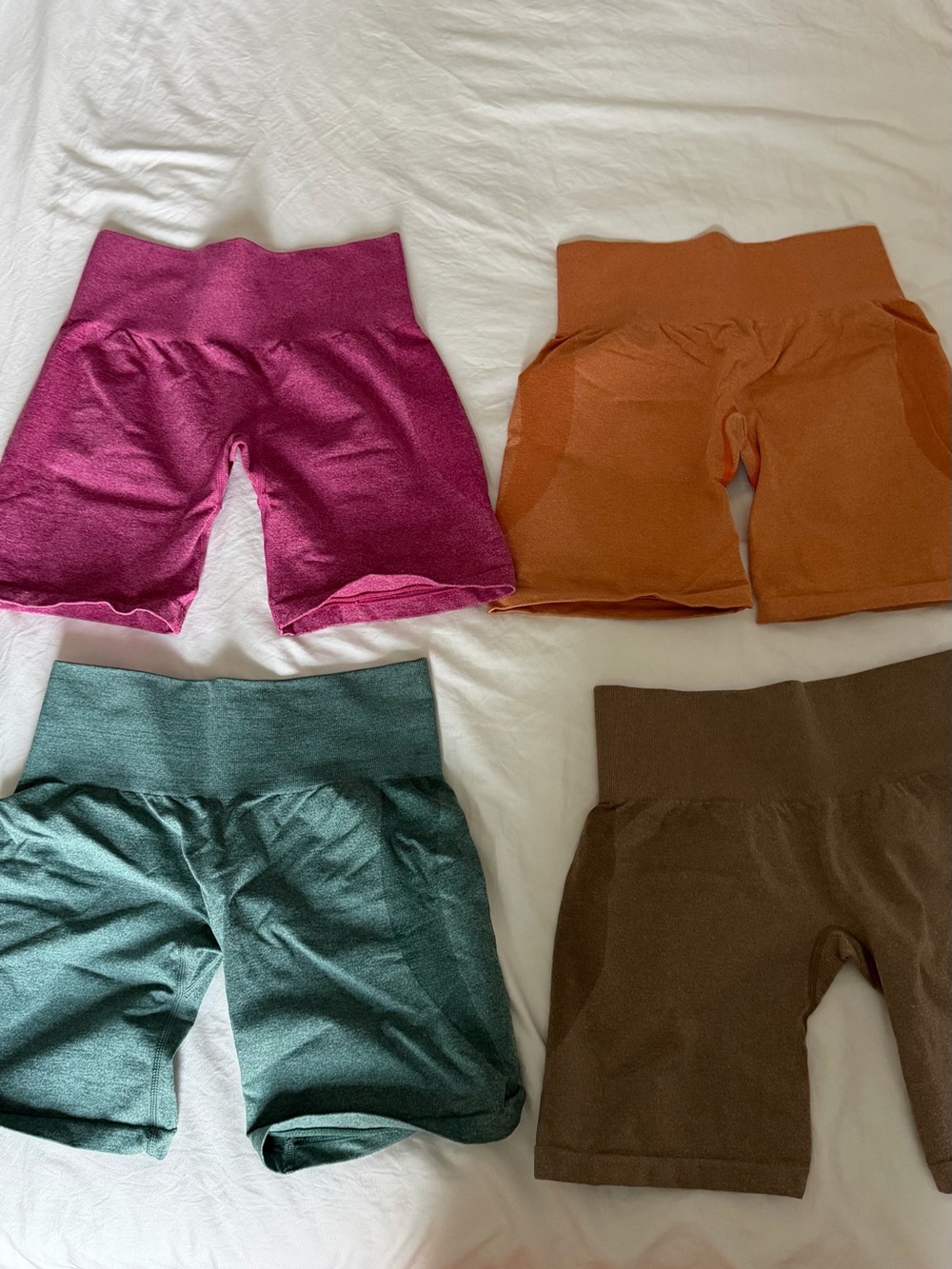 NVGTN Seamless High-Waist Active Shorts - Magenta, Rust, Teal, Brown